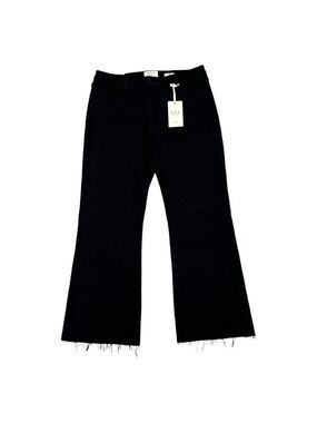 LTJ DENIM Sicily Los Angeles Wide Leg Flare Raw Hem Capri Denim Black Jean 31x25